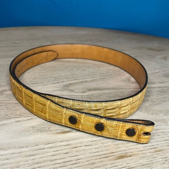 Ammons Boots Authentic Caiman Alligator Belt Tan Camel 1” Buckle Western Rodeo - Picture 1 of 8